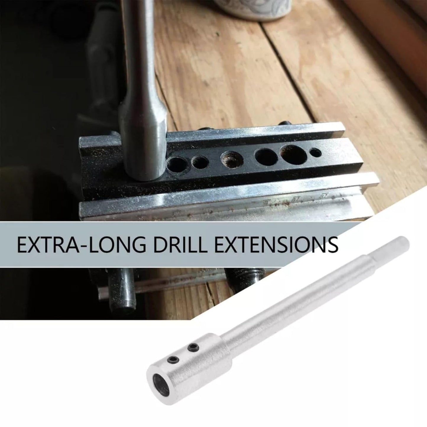 169mm Long Drill Bit Extension Bar for Forstner High Carbon Steel 3/8" Inch Shank Diameter & Allen Key Tool