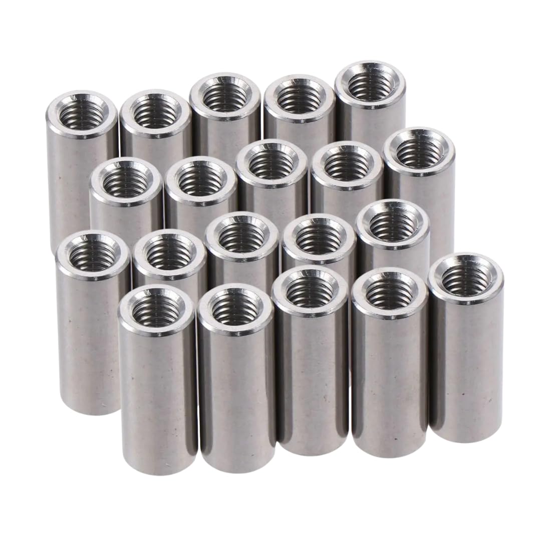 20 Pack of M8 Round Coupling Nuts - 304 Stainless Steel Connector Nut 30mm (1.17inch) Length