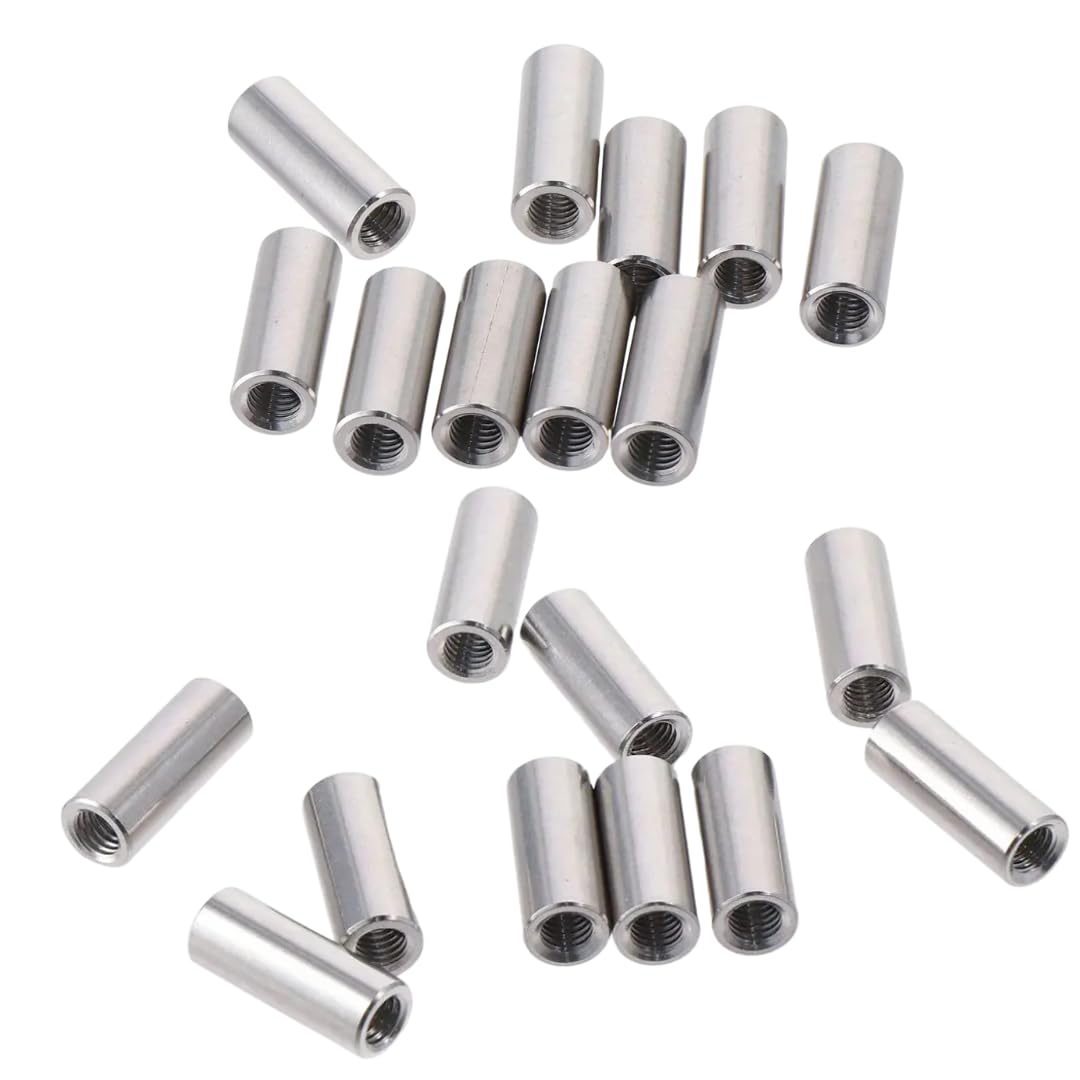 20 Pack of M8 Round Coupling Nuts - 304 Stainless Steel Connector Nut 30mm (1.17inch) Length
