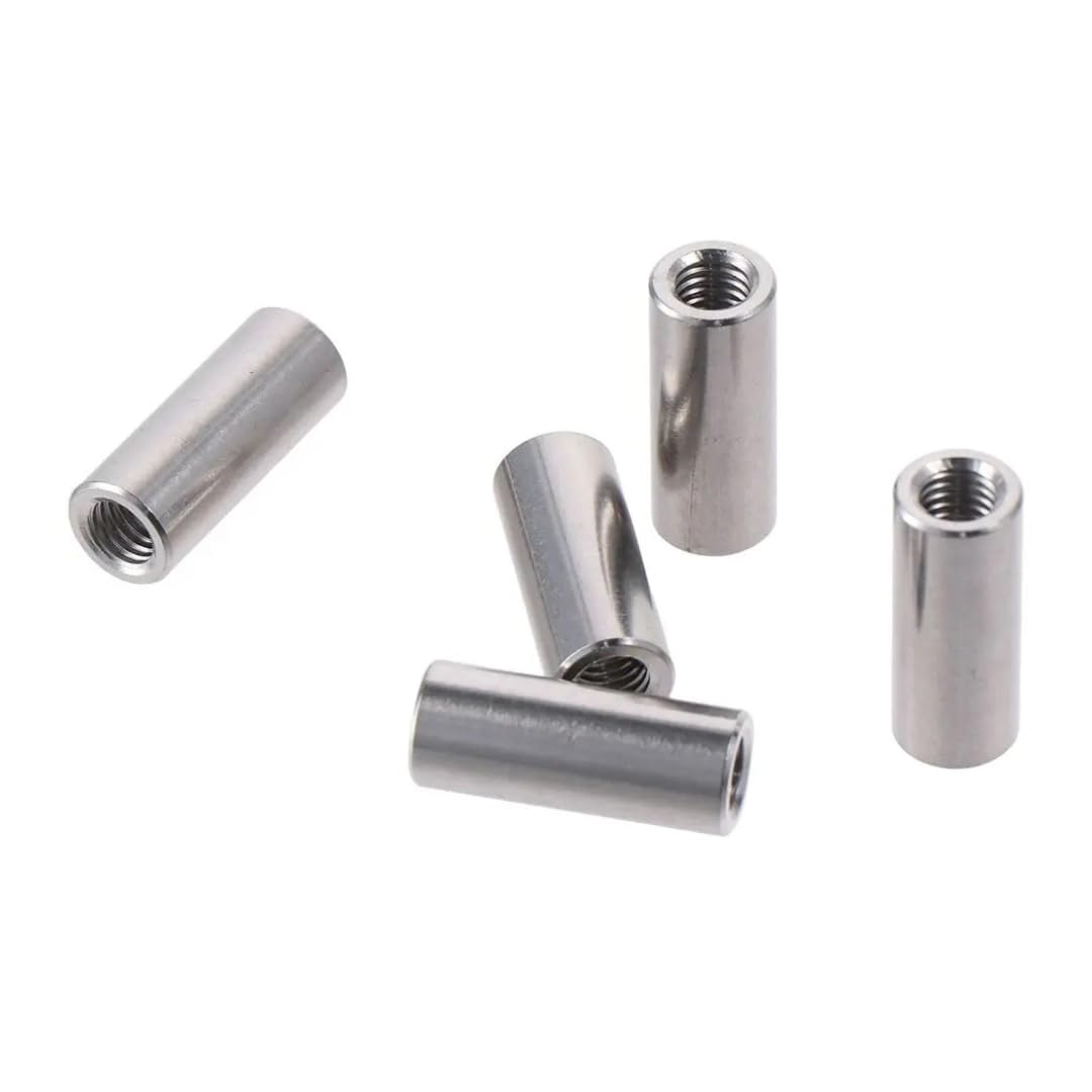 20 Pack of M8 Round Coupling Nuts - 304 Stainless Steel Connector Nut 30mm (1.17inch) Length