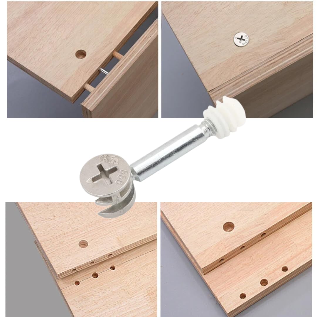 20 Sets Flat Pack Furniture Connector Cam Bolt Nut Dowel Fixing Screws - Locking Fittings & 35mm Connecting Rod Bolts for Cabinet Wardrobe & Drawer Assembly