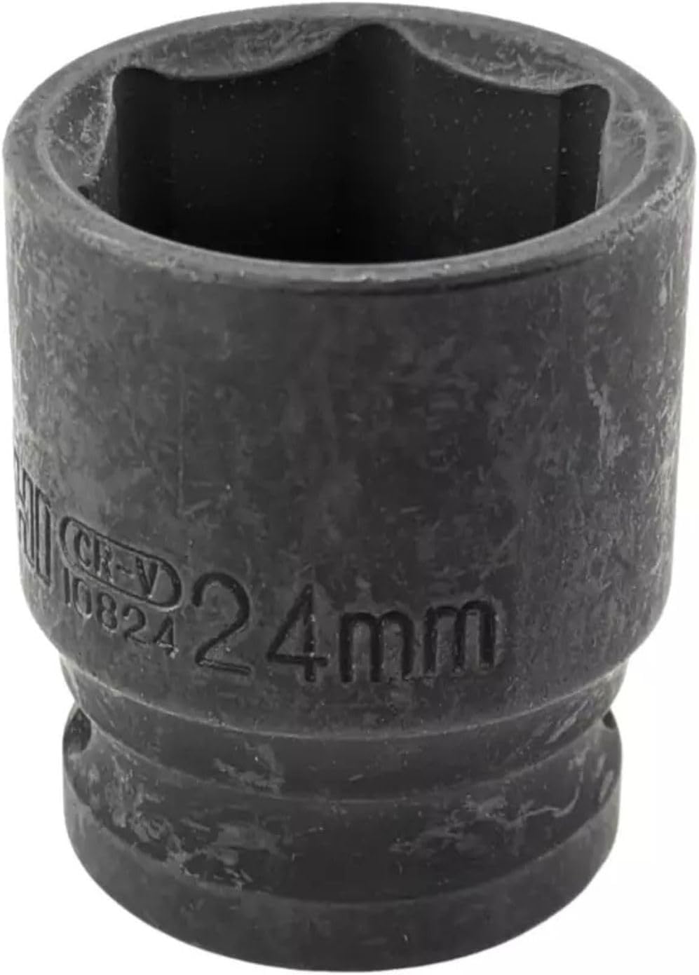 24mm 6-Point Shallow Impact Socket 1/2" Drive CR-V Steel Black Phosphate Coated Metric | 1.61" Long