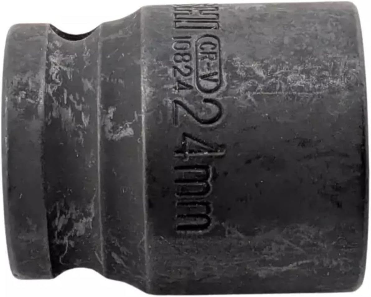 24mm 6-Point Shallow Impact Socket 1/2" Drive CR-V Steel Black Phosphate Coated Metric | 1.61" Long