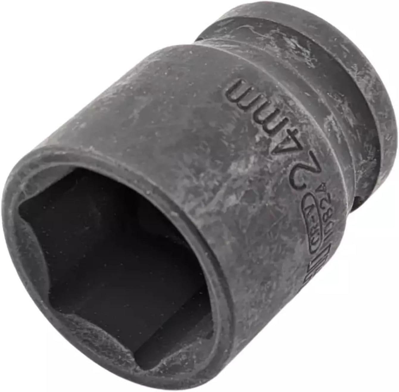 24mm 6-Point Shallow Impact Socket 1/2" Drive CR-V Steel Black Phosphate Coated Metric | 1.61" Long