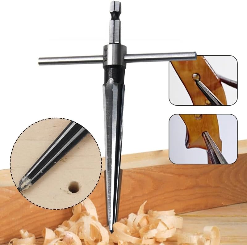 2 Pack of Handheld Tapered Reamers (3-13mm & 5-16mm) 1/4 Inch Hex Shank - T-Handle Taper Reamer Woodwork Set