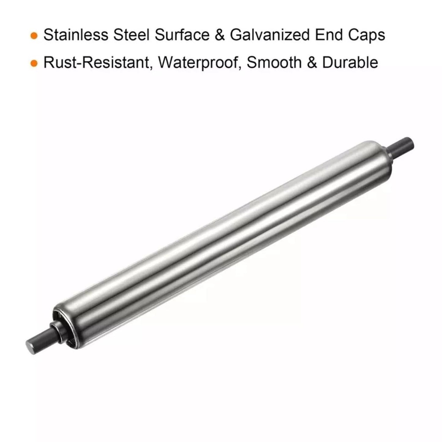2pcs 1" x 8" Stainless Steel Gravity Conveyor Roller Transmission Galvanized End