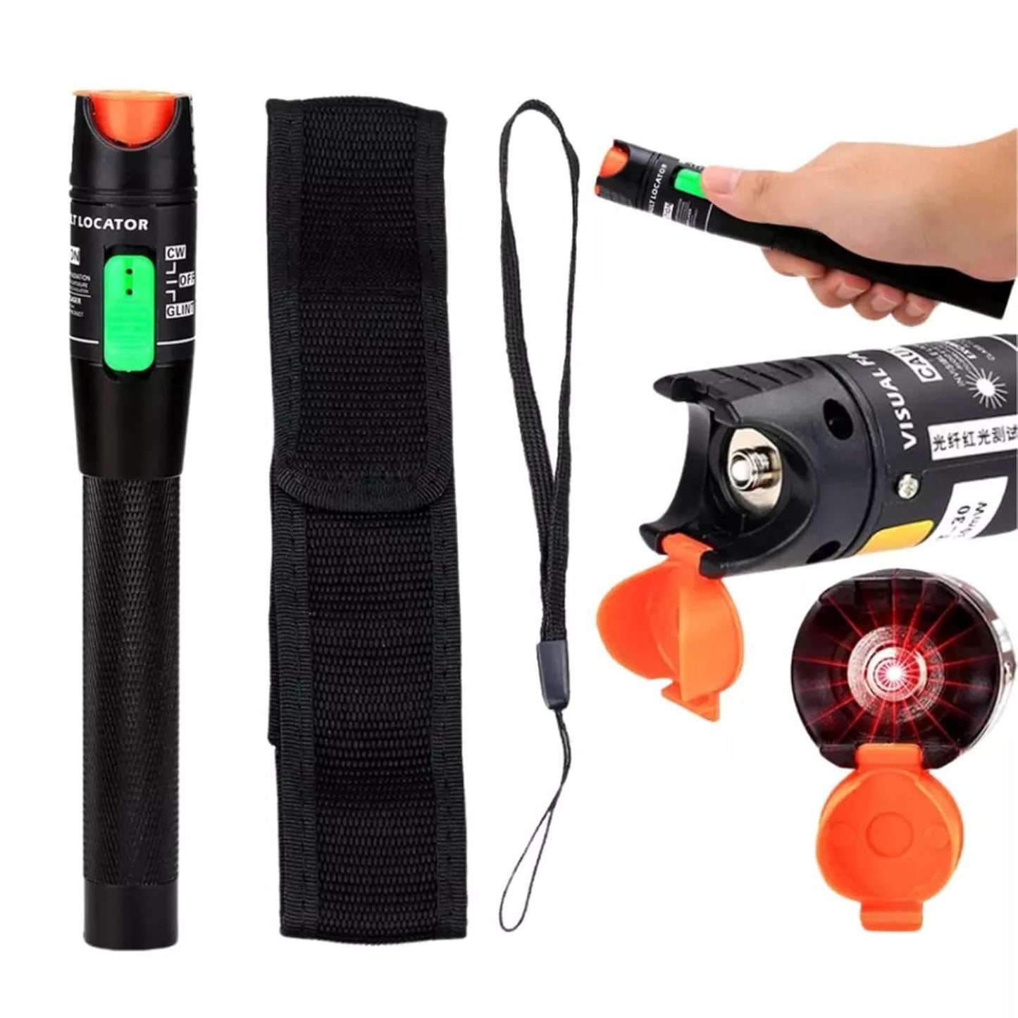 30km Fibre Optic Cable Visual Fault Locator Tester Meter with 2.5mm Universal Connector for FC/SC/ST Connections – Red Light VFL Pen, Fiber Network Cable Adapter Test Kit, Light Source Tester