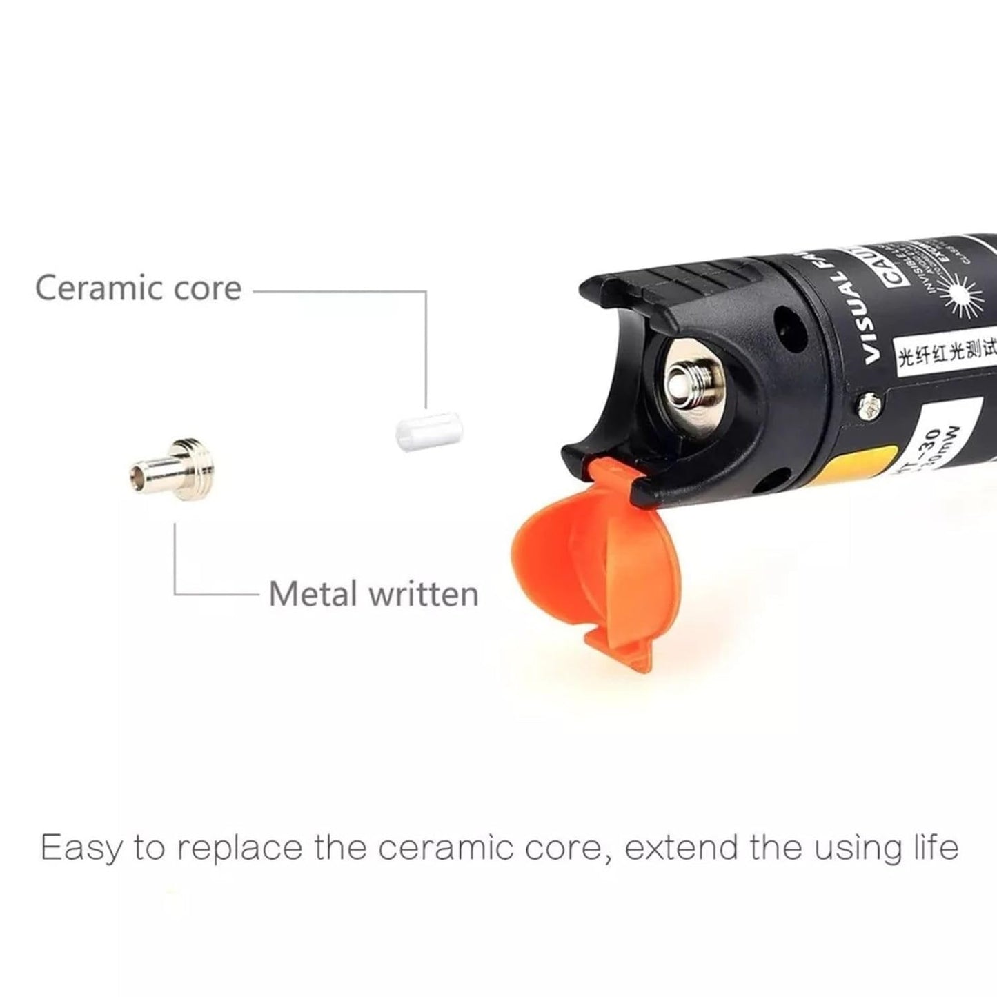 30km Fibre Optic Cable Visual Fault Locator Tester Meter with 2.5mm Universal Connector for FC/SC/ST Connections – Red Light VFL Pen, Fiber Network Cable Adapter Test Kit, Light Source Tester