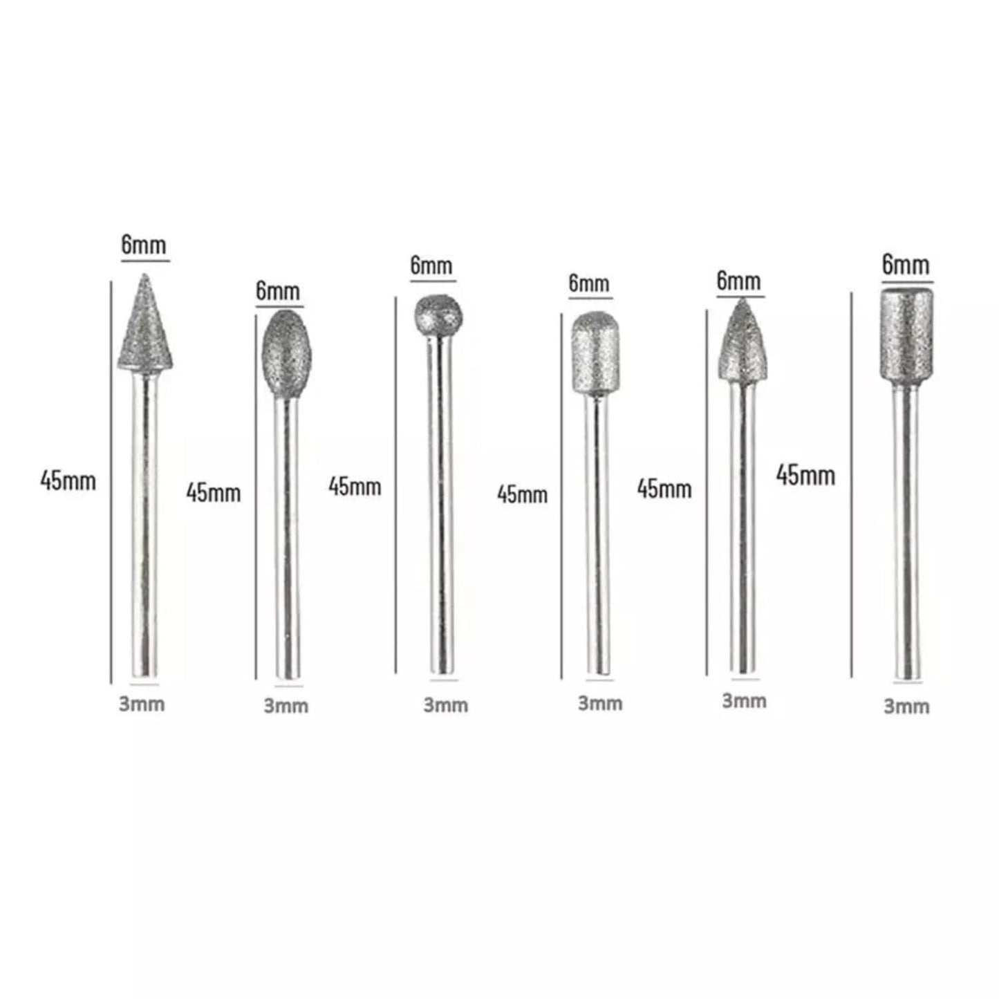 30pcs Diamond Grinding Bit Set for Dremel for Stone Glass Carving Polishing Diamond Grinding Burr Rotary Tool 3mm Shank