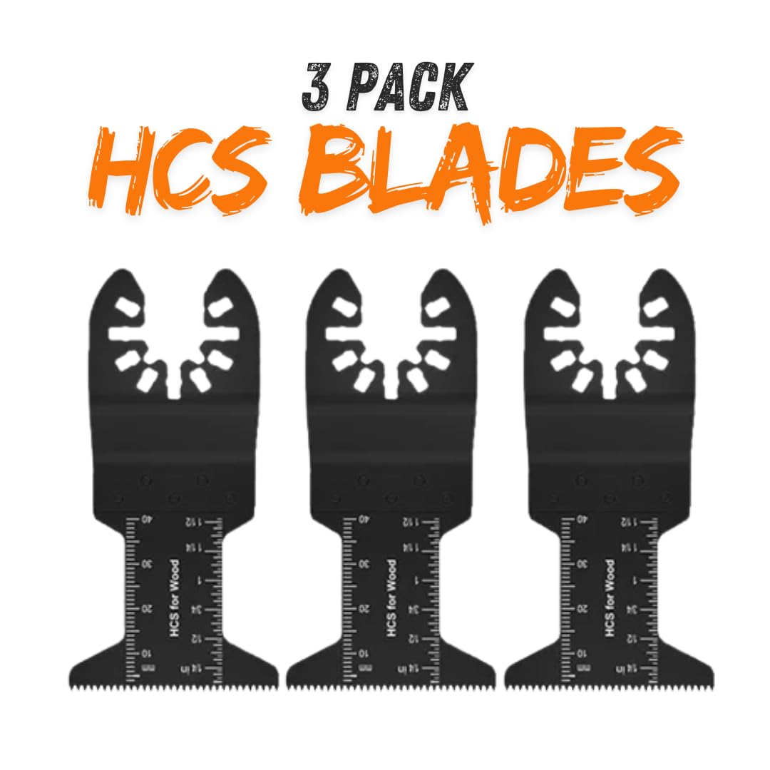 3pcs High Carbon Steel HCS Oscillating Saw Tool Blades - Multitool Quick Release Blades for Wood Drywall Plaster Plastic & PVC