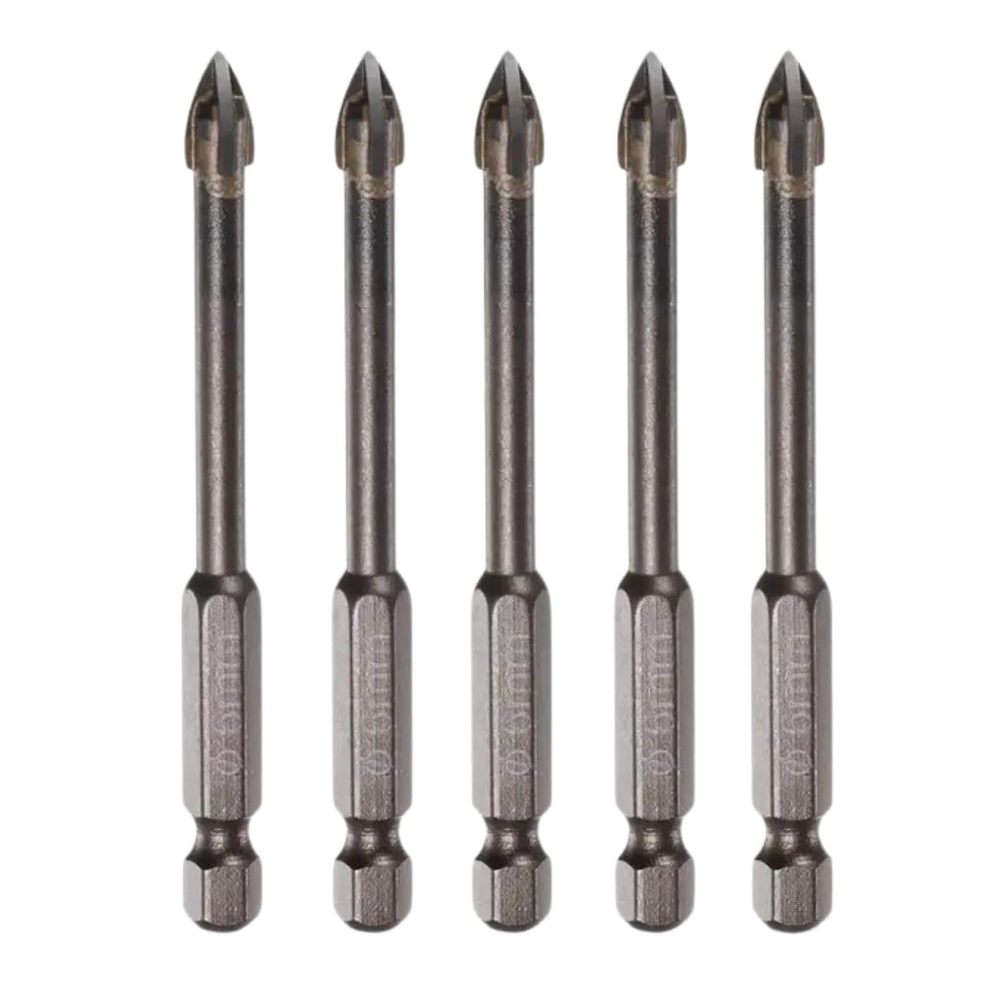 5pcs Titanium-Coated Masonry Drill Bits – Concrete, Ceramic Tile Triangle Tip Drill Bits with 1/4" Hex Shank for Mirror, Tile, Brick and Concrete Block (6mm Diameter)