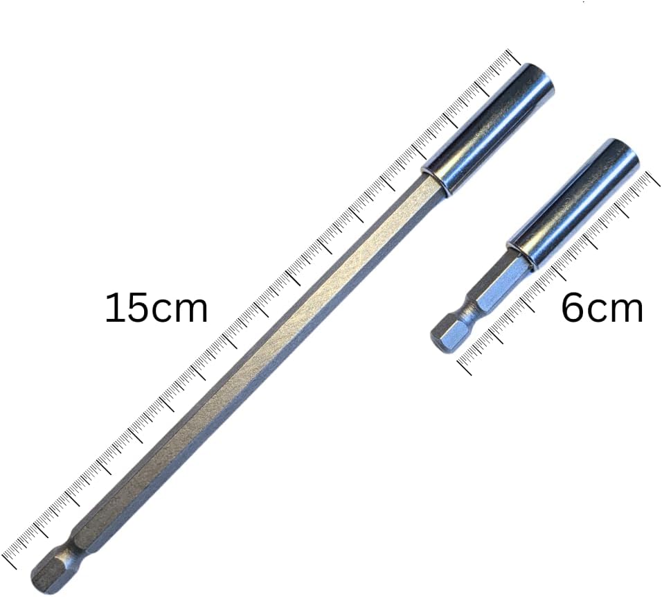 6 Pack of 60mm & 150mm Long Magnetic Drill Bit Holder for Impact Driver Drill Screwdriver fits Milwaukee Dewalt Bosch WERA etc. 1/4" Hex Extension Bars
