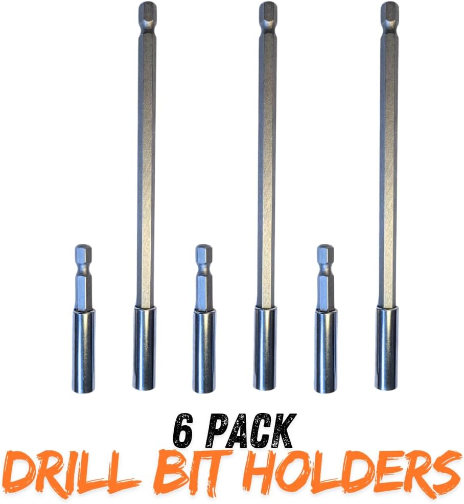 6 Pack of 60mm & 150mm Long Magnetic Drill Bit Holder for Impact Driver Drill Screwdriver fits Milwaukee Dewalt Bosch WERA etc. 1/4" Hex Extension Bars