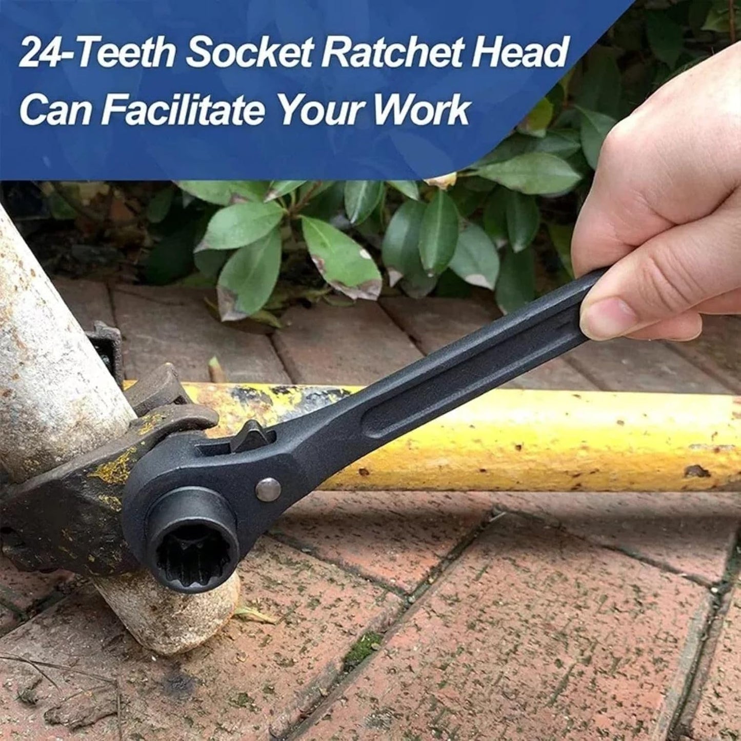 17 x 19mm Hexagon Scaffold Podger Ratchet Spanner Ratcheting Socket Wrench Tool