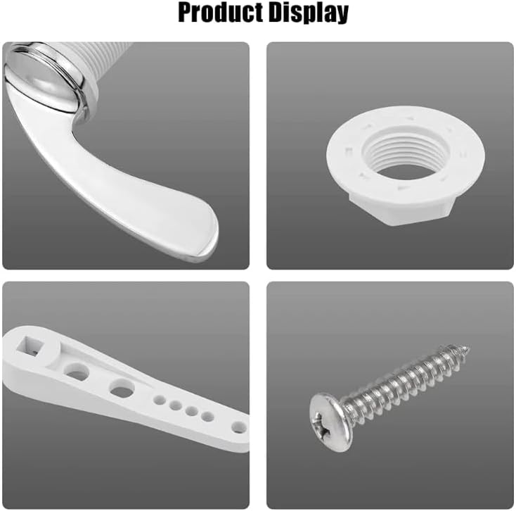 Universal Replacement Toilet Flush Handle Lever Arm Kit for Toilet WC Cistern Tank in Chrome Silver Metal