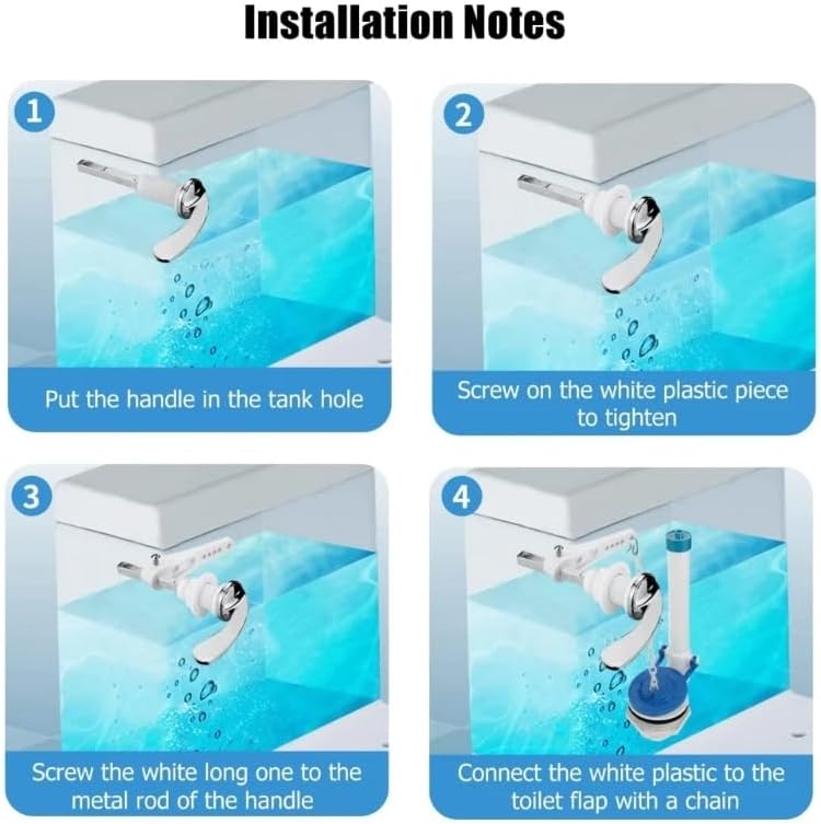 Universal Replacement Toilet Flush Handle Lever Arm Kit for Toilet WC Cistern Tank in Chrome Silver Metal