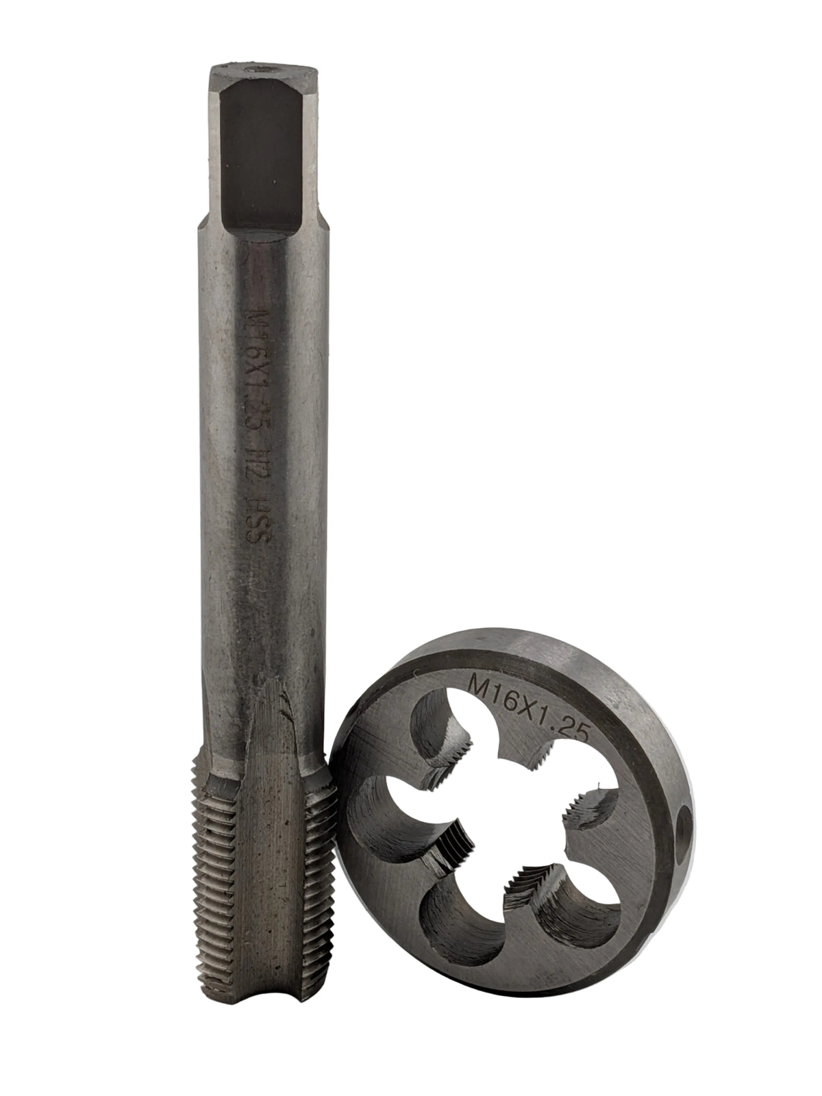M16 x 1.25mm metric HSS machine thread tap and round die set
