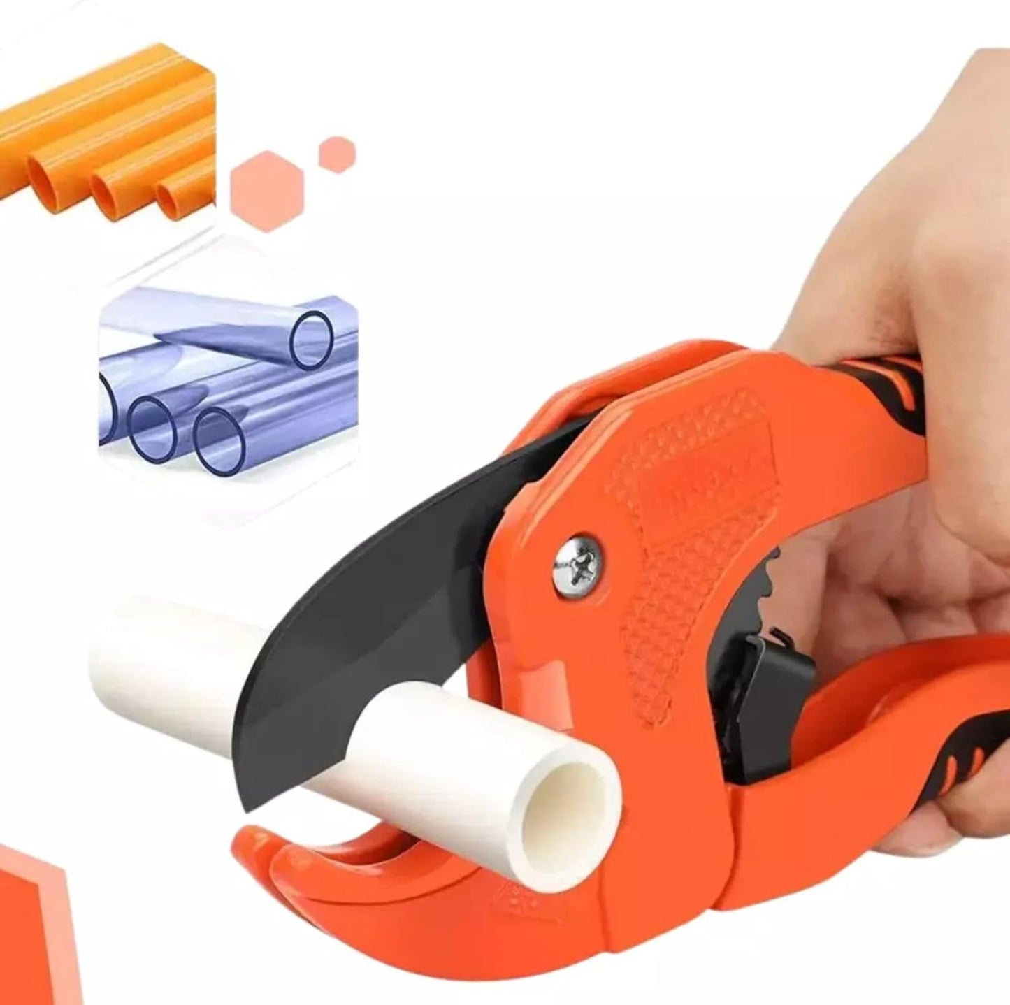Ratcheting Pipe Cutter 42mm Max Diameter for PVC, PEX & PPR Plastic Pipe/Hoses