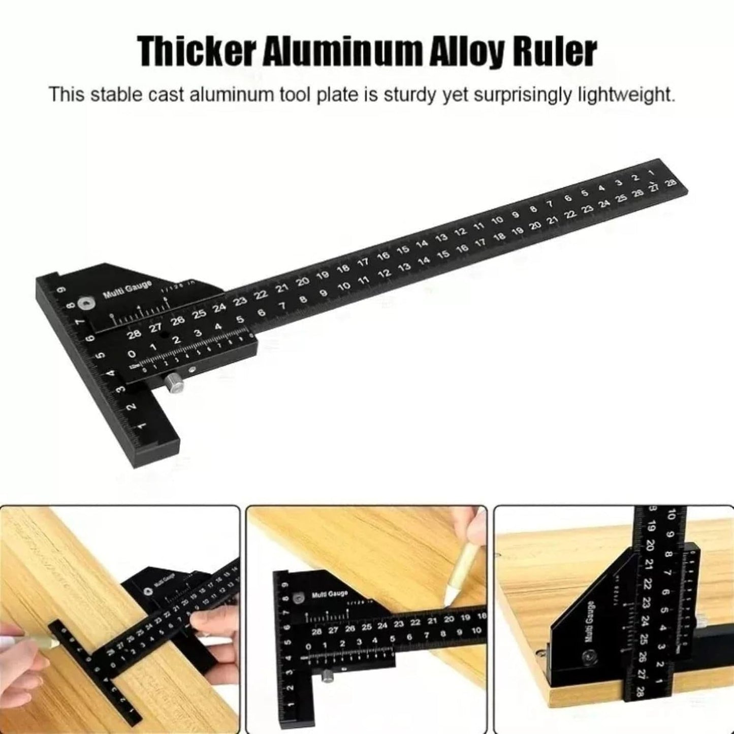 Woodworking Scriber T Square Ruler Slide Marking Measuring Gauge Scribing Carpentry Tool - Aluminium Alloy for Carpenter Layout Measuring T-Square