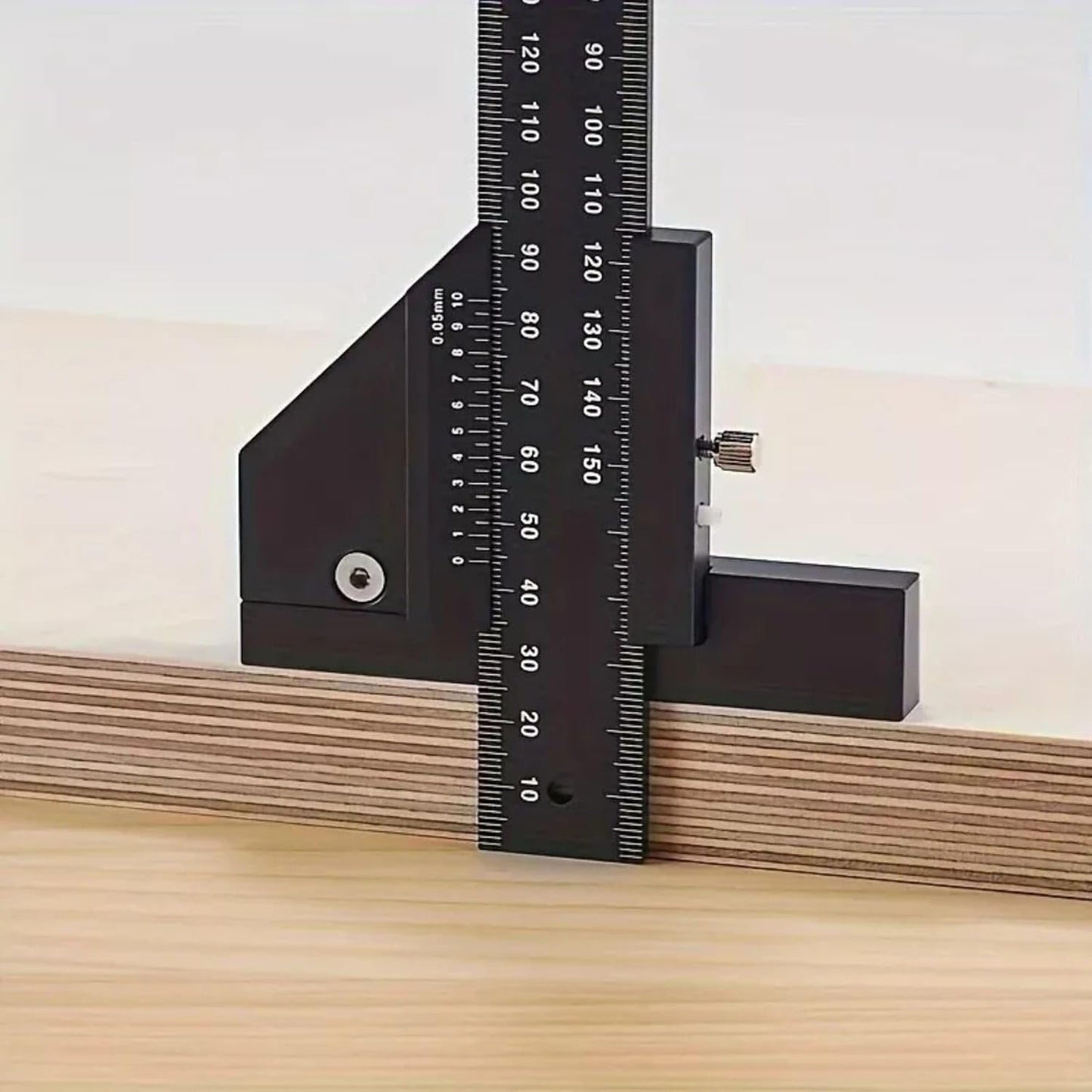 Woodworking Scriber T Square Ruler Slide Marking Measuring Gauge Scribing Carpentry Tool - Aluminium Alloy for Carpenter Layout Measuring T-Square