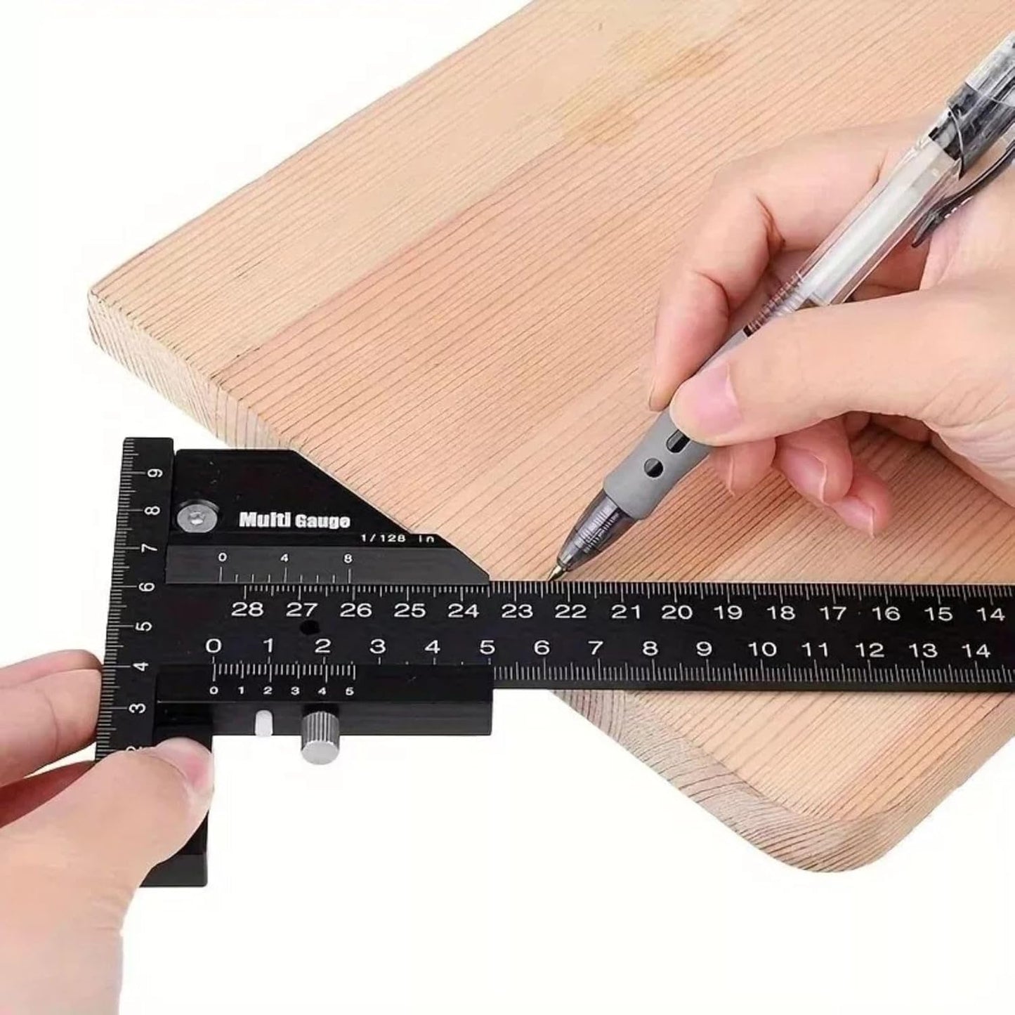 Woodworking Scriber T Square Ruler Slide Marking Measuring Gauge Scribing Carpentry Tool - Aluminium Alloy for Carpenter Layout Measuring T-Square