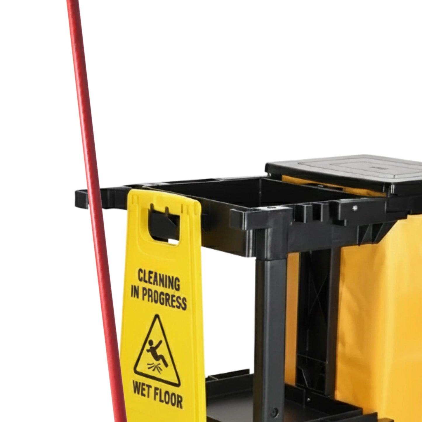 Cleaning Cart Trolley with Bag, Mop/Brush Holders & Shelves Professional Janitor