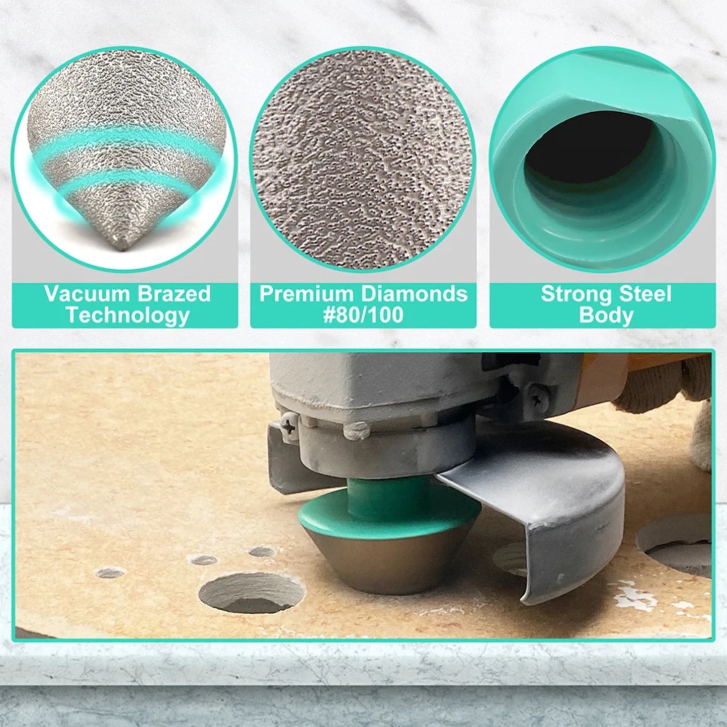 Diamond Chamfer Cone Bit 0–50mm M14 Thread Bevel Tool for Tile, Ceramic & Stone