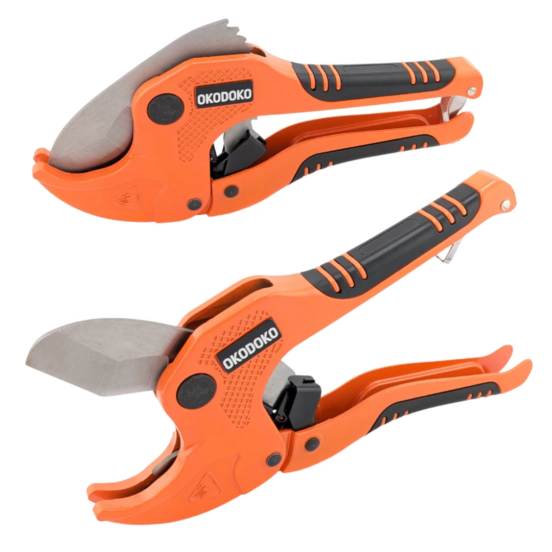 2x Ratcheting Pipe Cutters 42mm Diameter for PVC, PEX & PPR Plastic Pipe / Hoses