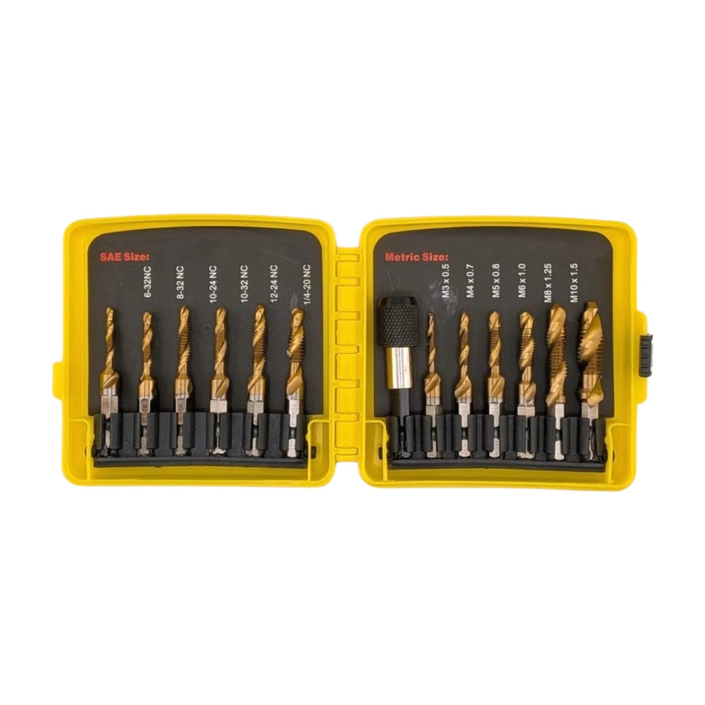 13pcs Titanium Coated SAE/Metric Drill & Tap Bit Set with Quick Change Adapter