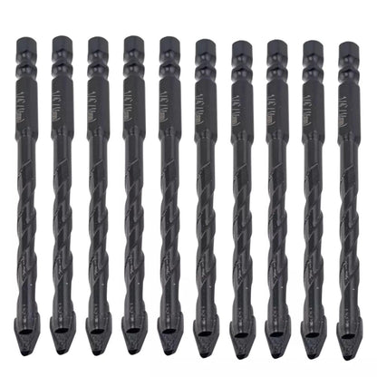 10pcs 6mm Heavy-duty Masonry Eccentric Twist Drill Bit Set Carbide-Tipped 1/4" Hex for for Concrete Walls Tiles Glass Hard Plastic Cement Granite
