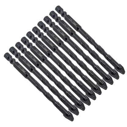 10pcs 6mm Heavy-duty Masonry Eccentric Twist Drill Bit Set Carbide-Tipped 1/4" Hex for for Concrete Walls Tiles Glass Hard Plastic Cement Granite