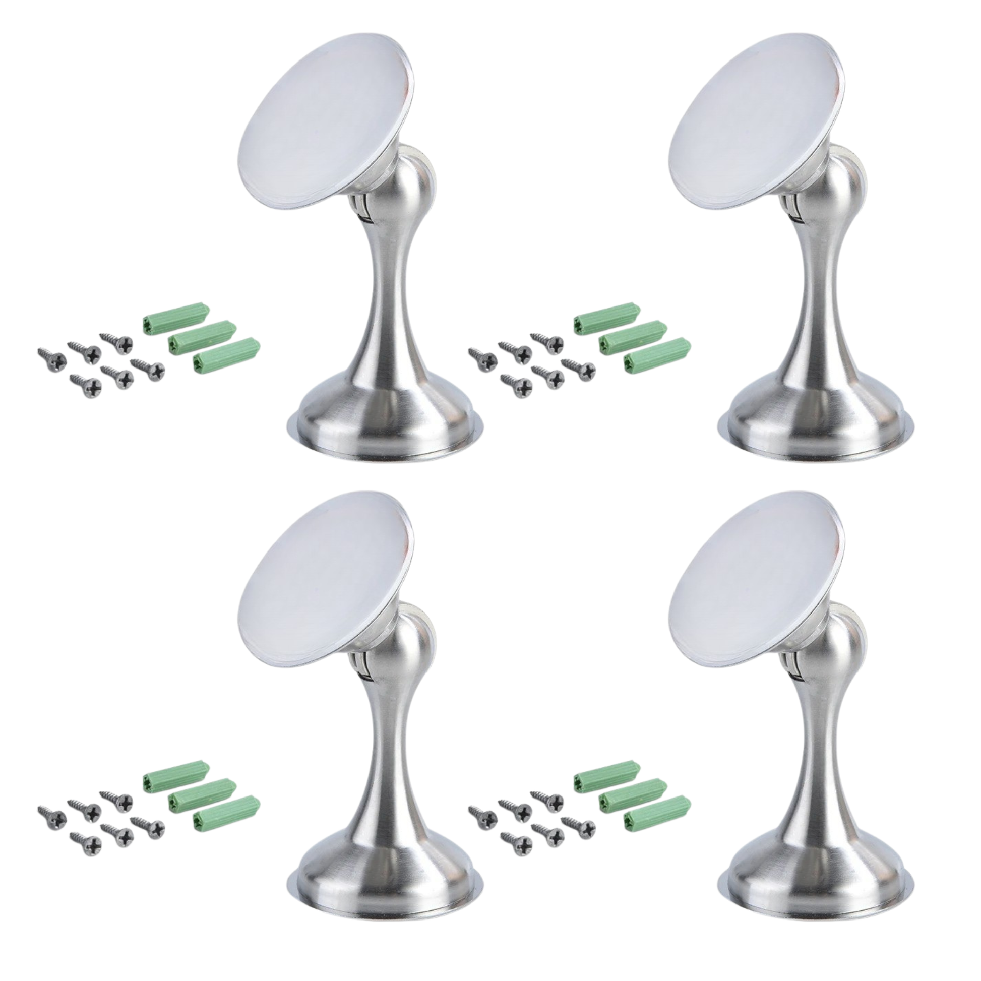 4 Pack Magnetic Door Stopper Brushed Nickel Finish, No-Drill Door Stop with Strong Adhesive
