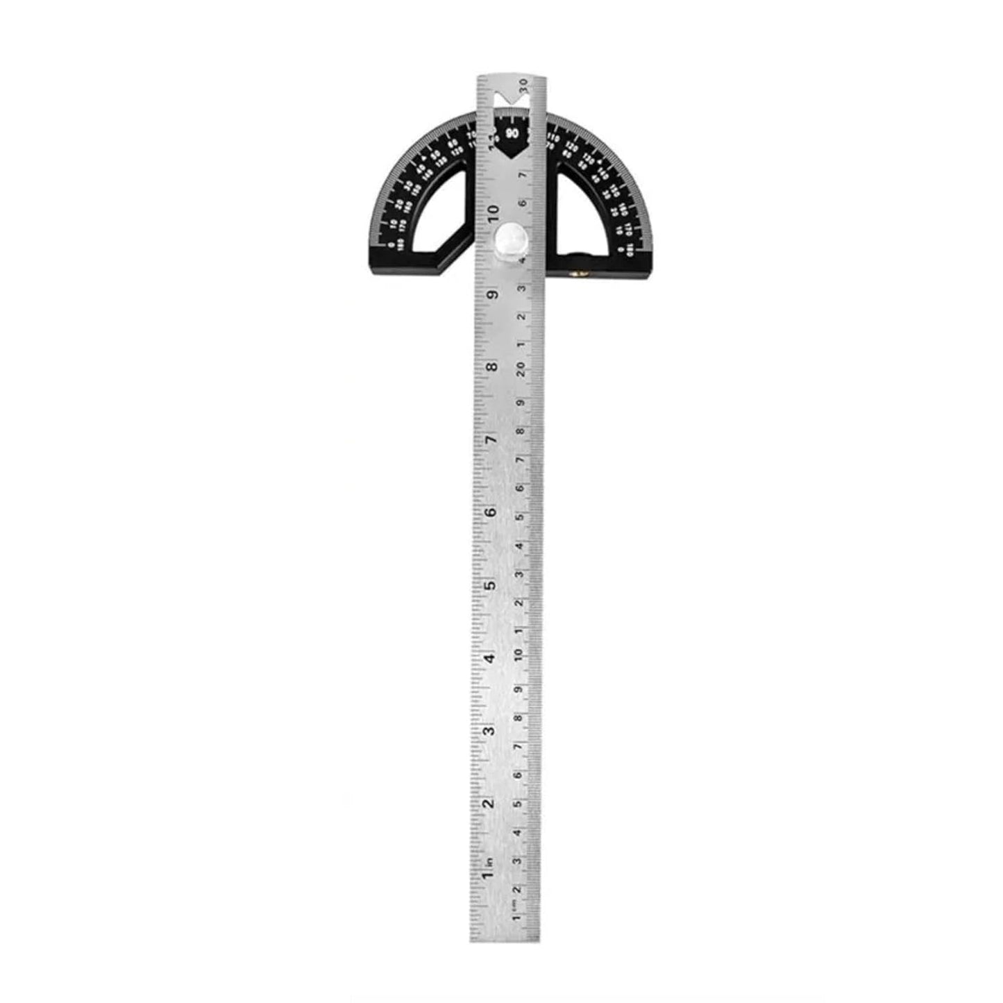 12" Inch Metal Adjustable Protractor / 0-180° Degrees Angle Ruler Gauge Measure Tool for DIY, Builders, Woodworking & Carpentry 30cm Long