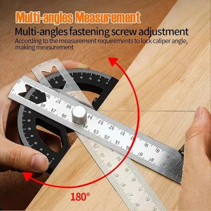12" Inch Metal Adjustable Protractor / 0-180° Degrees Angle Ruler Gauge Measure Tool for DIY, Builders, Woodworking & Carpentry 30cm Long
