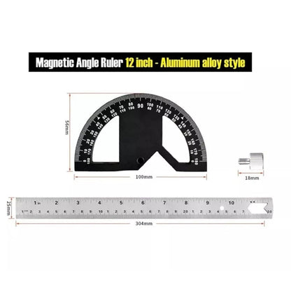 12" Inch Metal Adjustable Protractor / 0-180° Degrees Angle Ruler Gauge Measure Tool for DIY, Builders, Woodworking & Carpentry 30cm Long