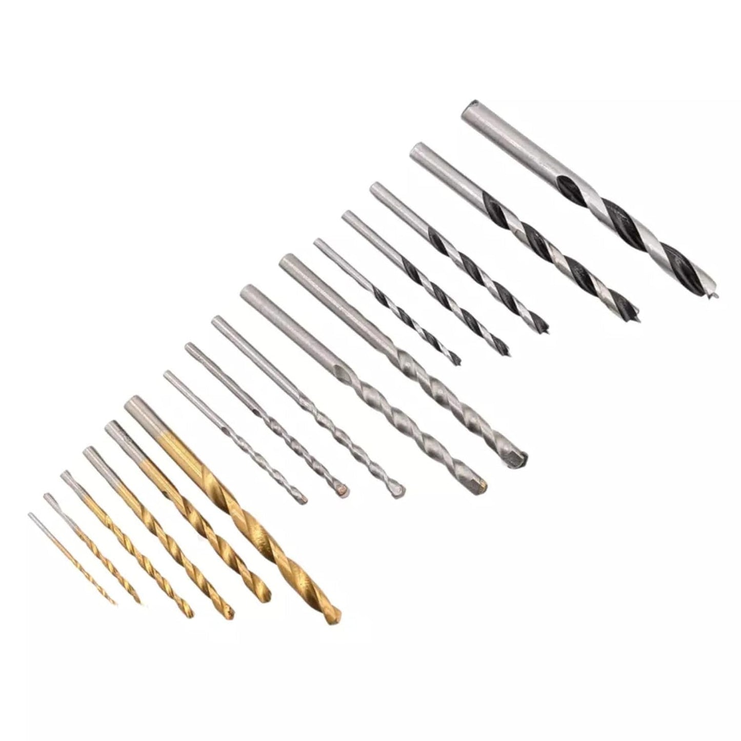 16pc Metal, Masonry & Wood Multi Steel HSS/Titanium Coated Drill Bit Set Straight Shank in Compact Storage Case Box for Metal, Brick, Wood and Plastic - Assorted Sizes