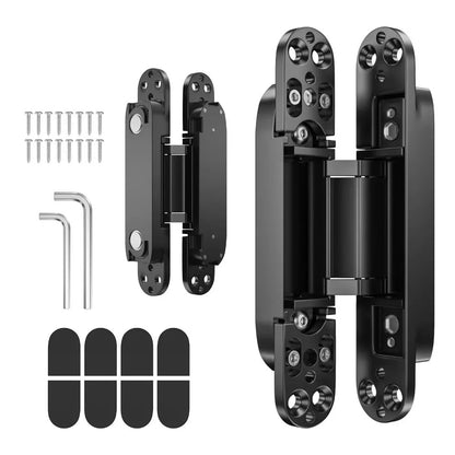 2 pack hidden cross hinges, zinc alloy, 180 degree adjustable invisible hinges for wooden doors