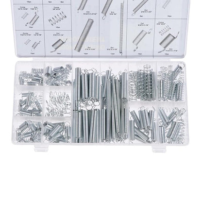 200 Piece Metal Spring Set Assortment Kit: Compression, Tension, Extension & Spiral Springs with Storage Case