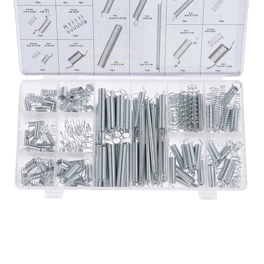200 Piece Metal Spring Set Assortment Kit: Compression, Tension, Extension & Spiral Springs with Storage Case