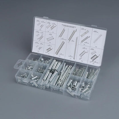 200 Piece Metal Spring Set Assortment Kit: Compression, Tension, Extension & Spiral Springs with Storage Case