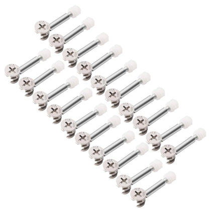 20 Sets Flat Pack Furniture Connector Cam Bolt Nut Dowel Fixing Screws - Locking Fittings & 35mm Connecting Rod Bolts for Cabinet Wardrobe & Drawer Assembly