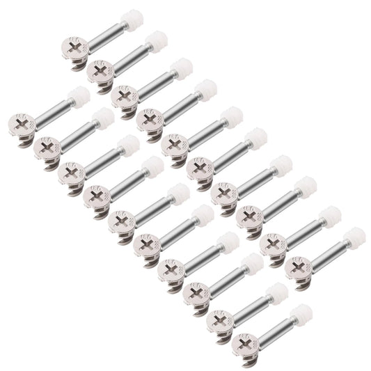 20 Sets Flat Pack Furniture Connector Cam Bolt Nut Dowel Fixing Screws - Locking Fittings & 35mm Connecting Rod Bolts for Cabinet Wardrobe & Drawer Assembly