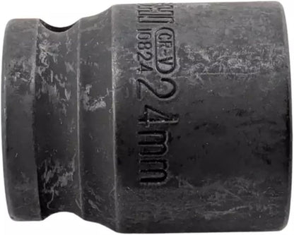 24mm 6-Point Shallow Impact Socket 1/2" Drive CR-V Steel Black Phosphate Coated Metric | 1.61" Long
