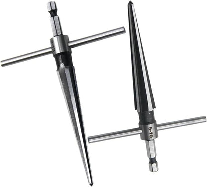 2 Pack of Handheld Tapered Reamers (3-13mm & 5-16mm) 1/4 Inch Hex Shank - T-Handle Taper Reamer Woodwork Set