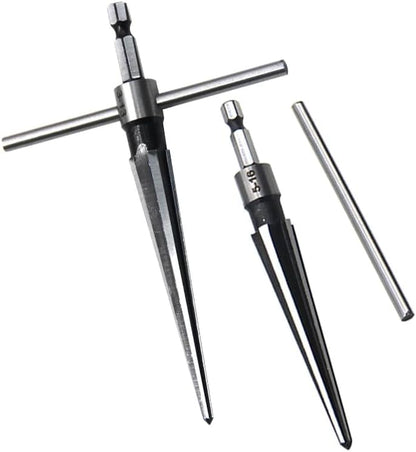 2 Pack of Handheld Tapered Reamers (3-13mm & 5-16mm) 1/4 Inch Hex Shank - T-Handle Taper Reamer Woodwork Set