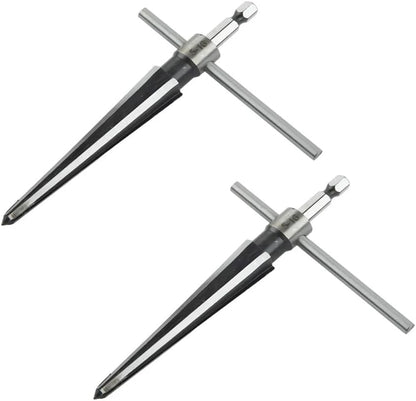 2 Pack of Handheld Tapered Reamers (3-13mm & 5-16mm) 1/4 Inch Hex Shank - T-Handle Taper Reamer Woodwork Set