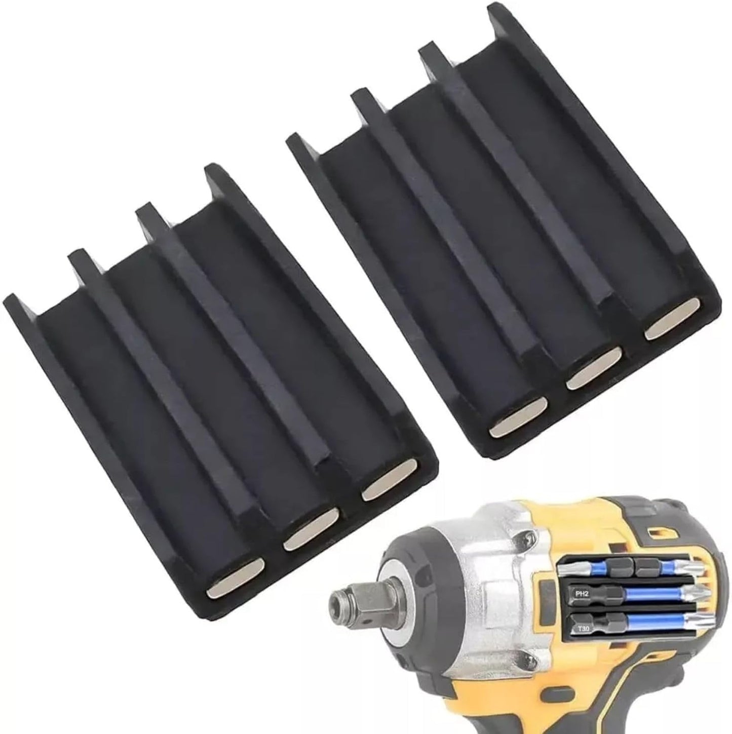 2pcs Magnetic Drill Bit Holder for Impact Drivers & Drills, High Strength Adhesive, Drill Bit Sleeve Organizer for Side of Drill, Impact & Tool for Milwaukee, Dewalt and More