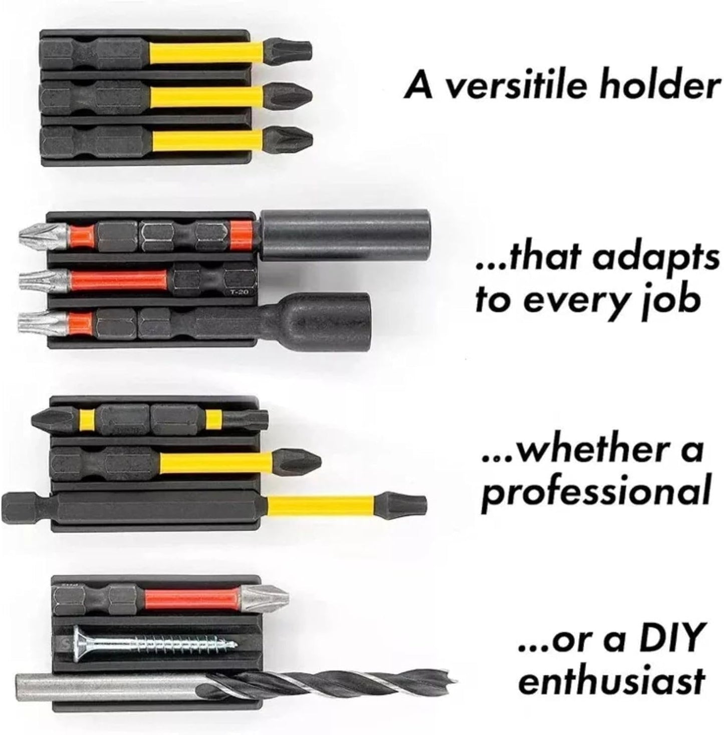 2pcs Magnetic Drill Bit Holder for Impact Drivers & Drills, High Strength Adhesive, Drill Bit Sleeve Organizer for Side of Drill, Impact & Tool for Milwaukee, Dewalt and More