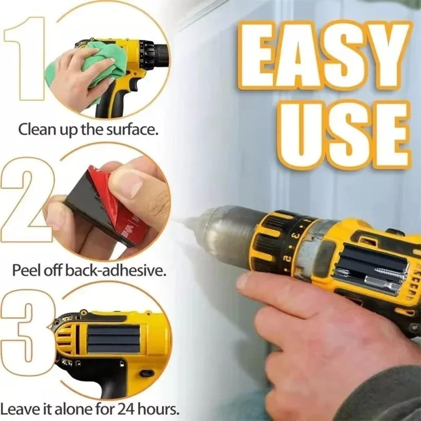 2pcs Magnetic Drill Bit Holder for Impact Drivers & Drills, High Strength Adhesive, Drill Bit Sleeve Organizer for Side of Drill, Impact & Tool for Milwaukee, Dewalt and More