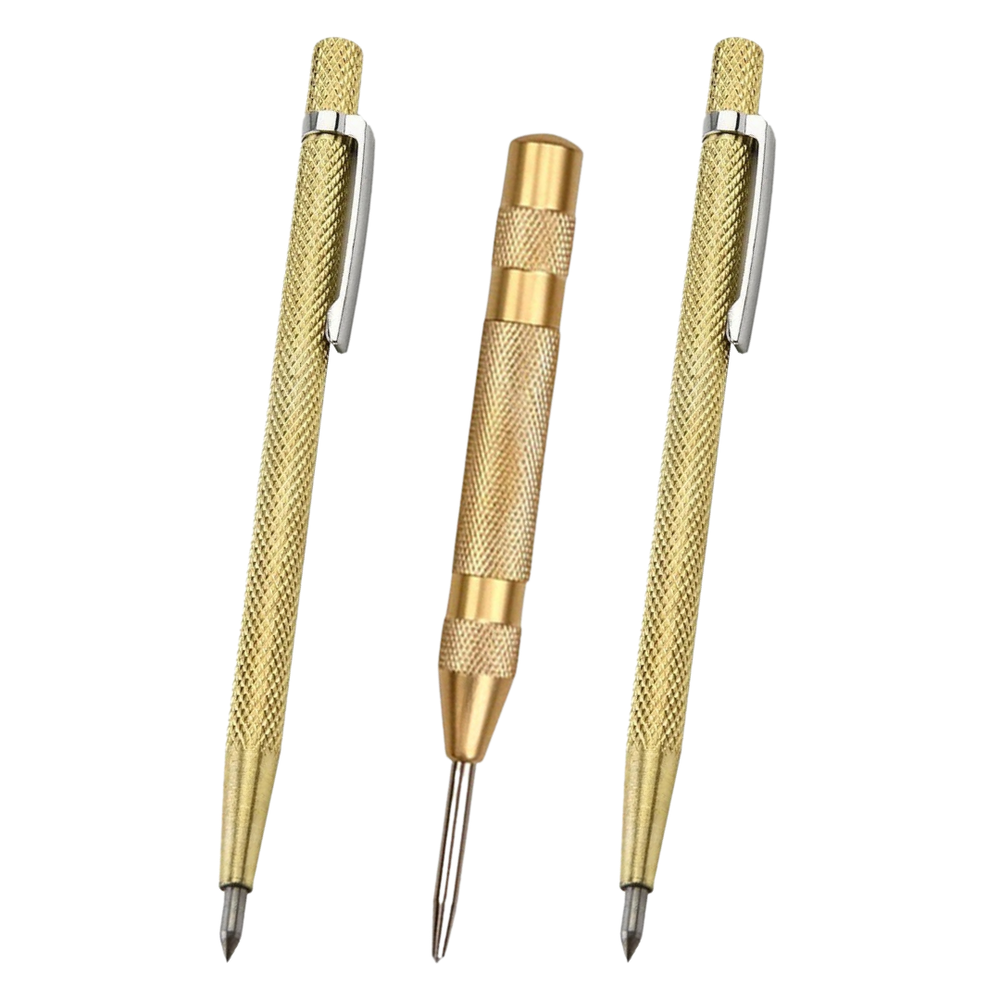 OKODOKO 2x Alloy Etching Tungsten Carbide Tip Scriber Pens & 1x Automatic Centre Punch